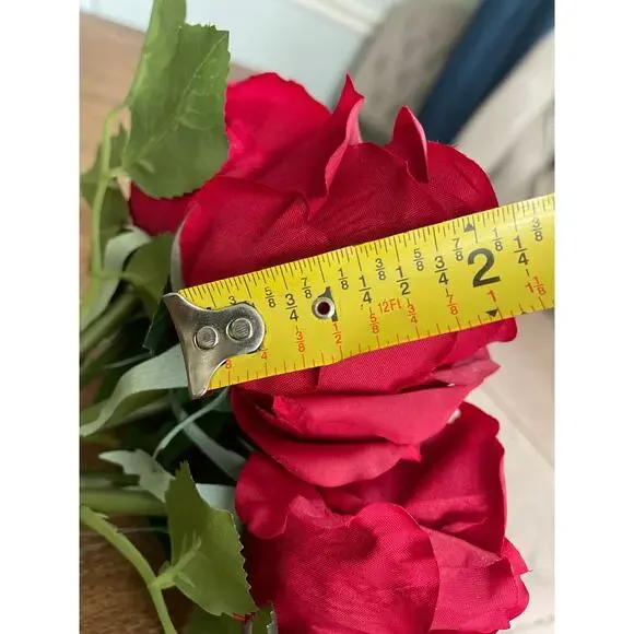 Red-colored Artificial 7 Rose Bouquet 11.5" - Picture 6 of 7